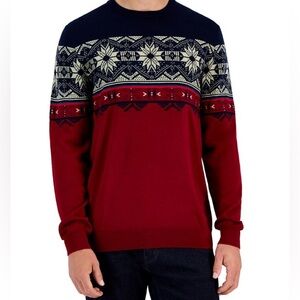 Wool blend Christmas holiday unisex sweater size L red and blue classic